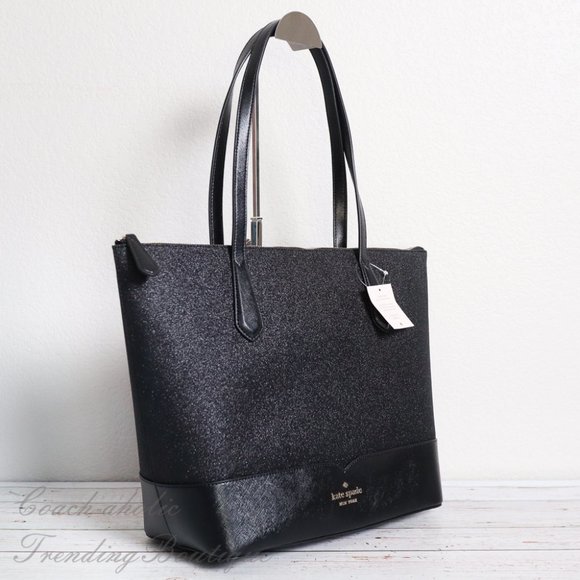 NWT Kate Spade Lola Glitter Tote in Black - Picture 3 of 10
